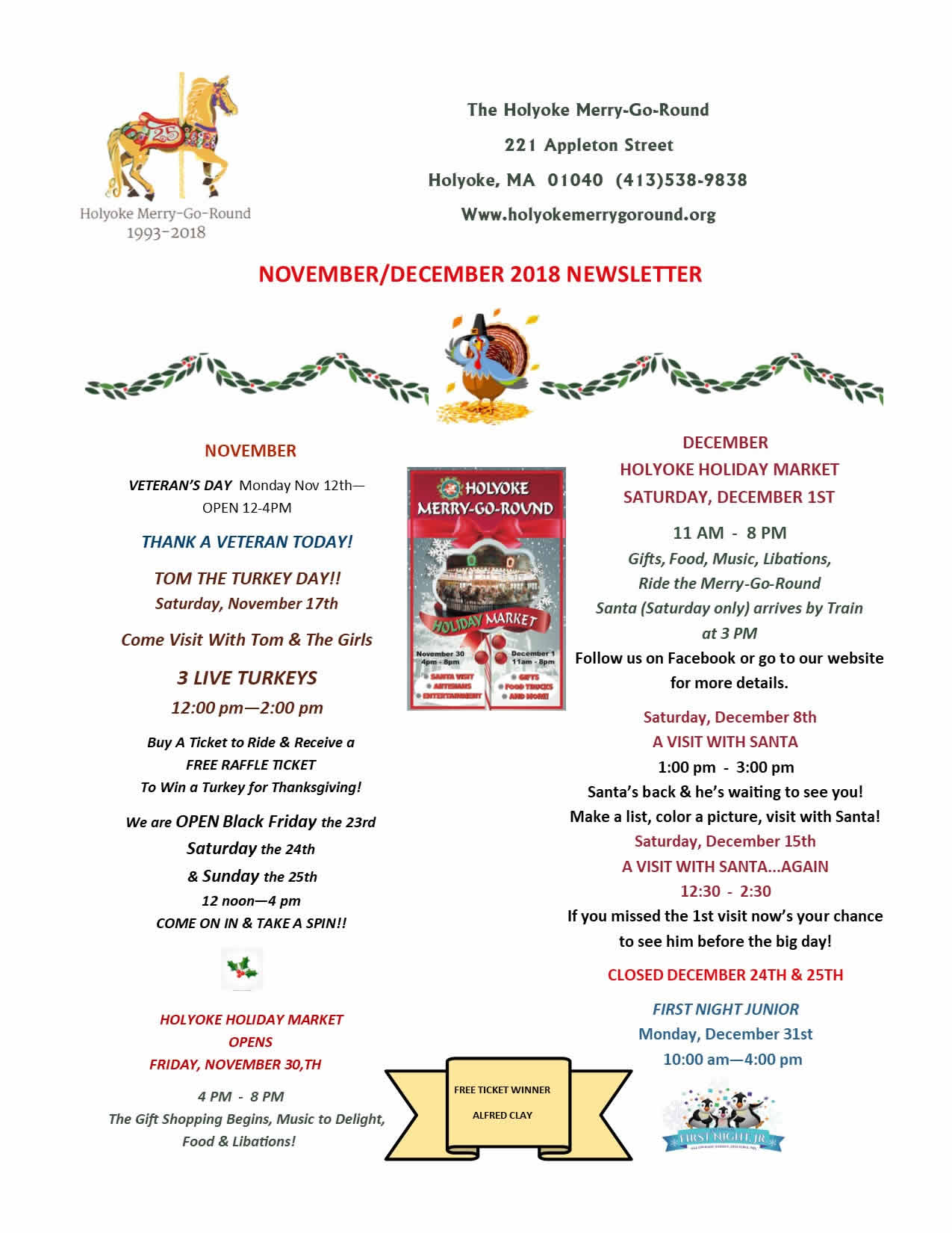 Holyoke Merry-Go-Round November & December Newsletter