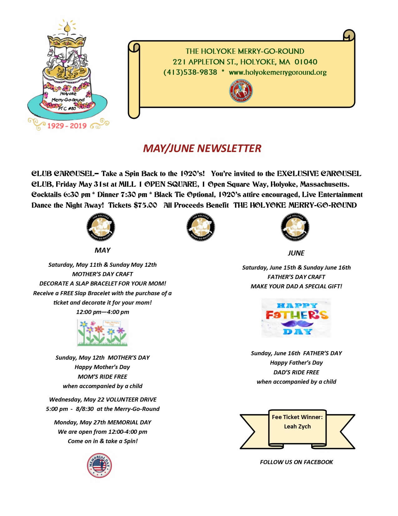 Holyoke Merry-Go-Round May & June Newsletter