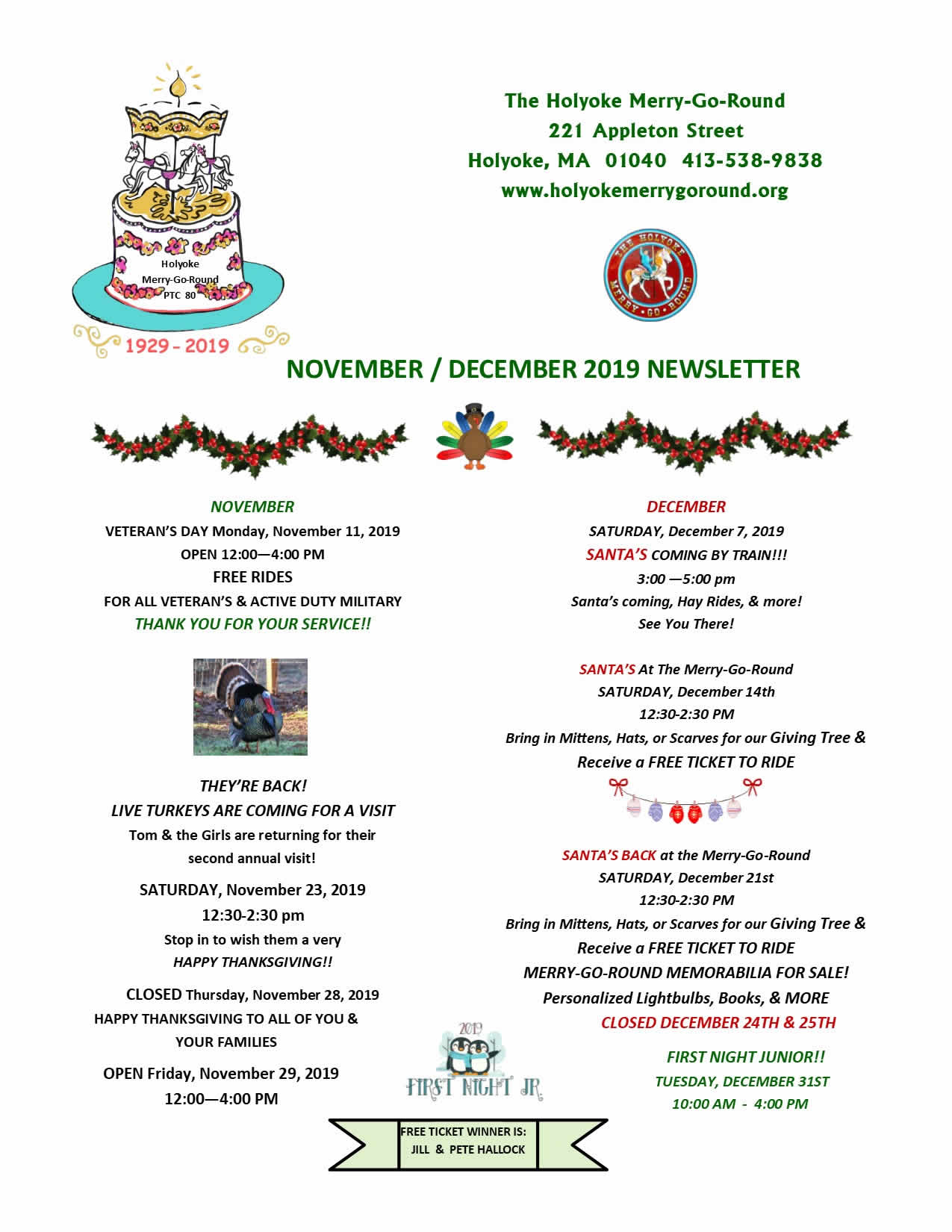 Holyoke Merry-Go-Round November & December Newsletter