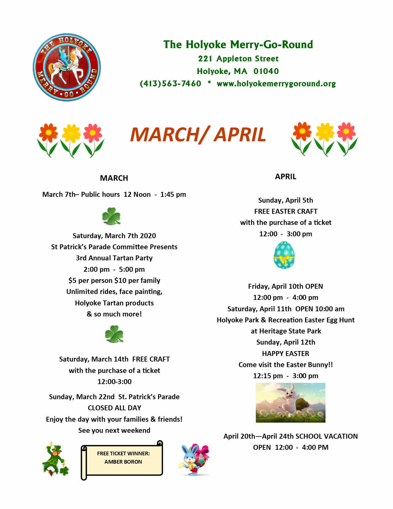 Holyoke Merry-Go-Round March & April Newsletter